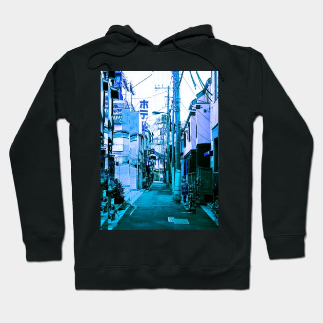 Tokyo Japan Alleyway Vaporwave Glitch Art Hoodie by GLITCH.HUB